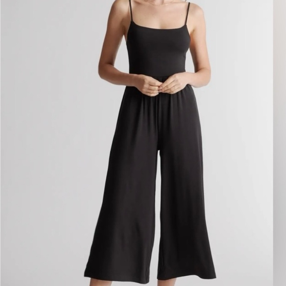 Quince Black Wide-Leg Jumpsuit